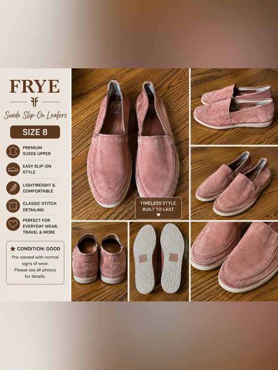 Frye Shoes - FRYE Dusty Rose Leather Slip-On Flats Loafers Size 8 Comfort Casual Shoes